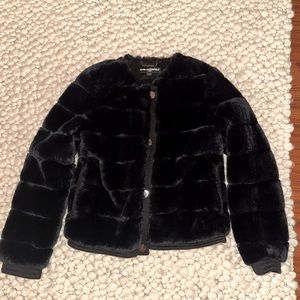 Black faux fur winter jacket by Karl Lagerfeld